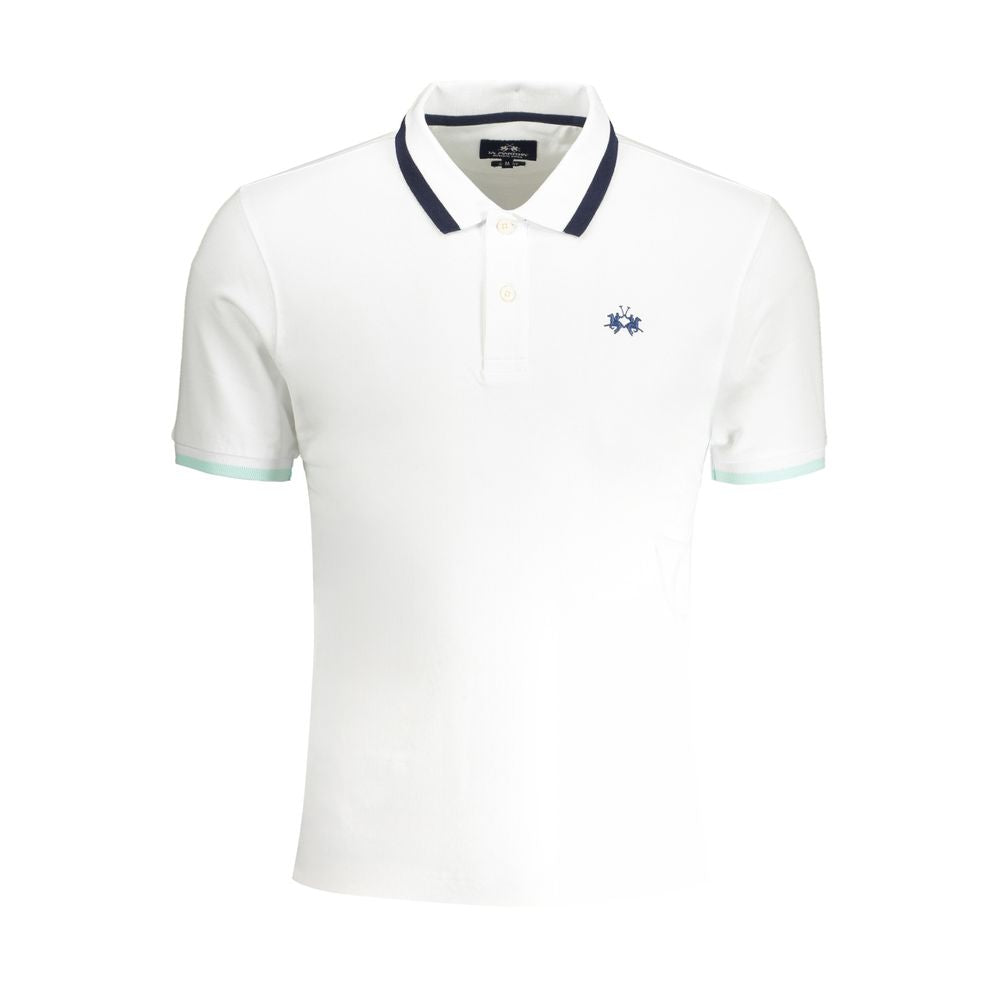 White Cotton Men Polo Shirt