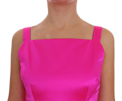 Elegant Silk Full Length Pink Sheath Dress