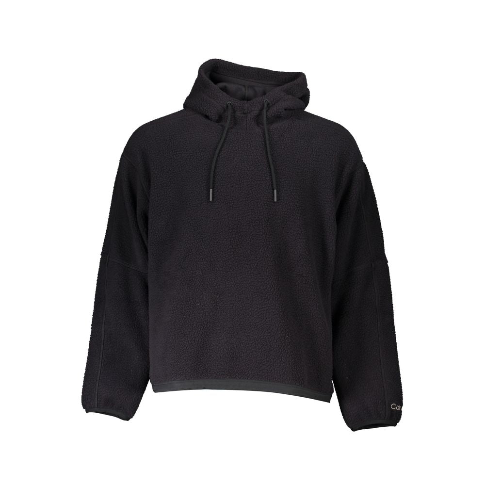 Black Polyester Men Sweater with Hood