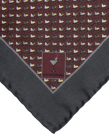 Maroon Cocktail Silk Square Foulard Scarf