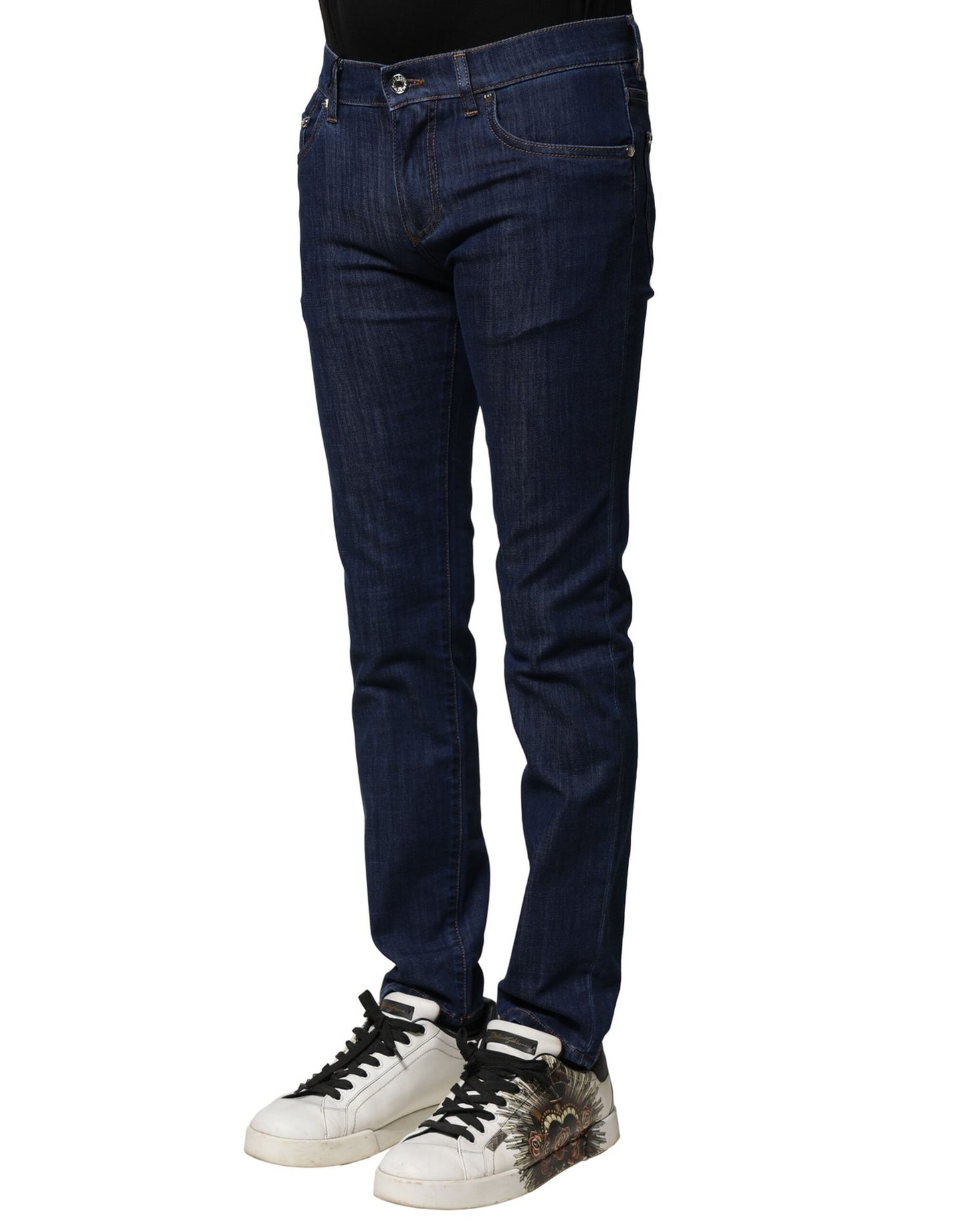 Blue Cotton Stretch Skinny Men Denim Jeans