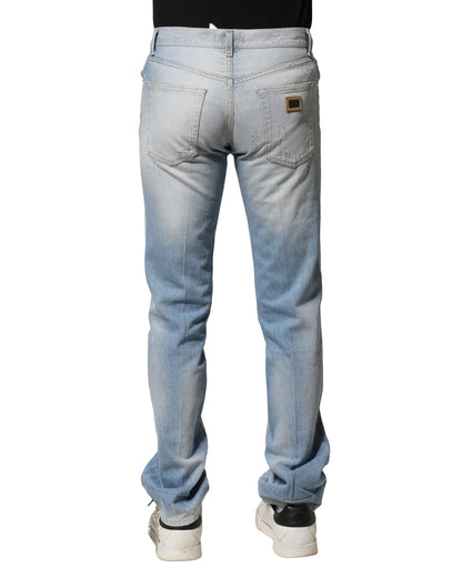 Light Blue Washed Straight Fit Denim Jeans