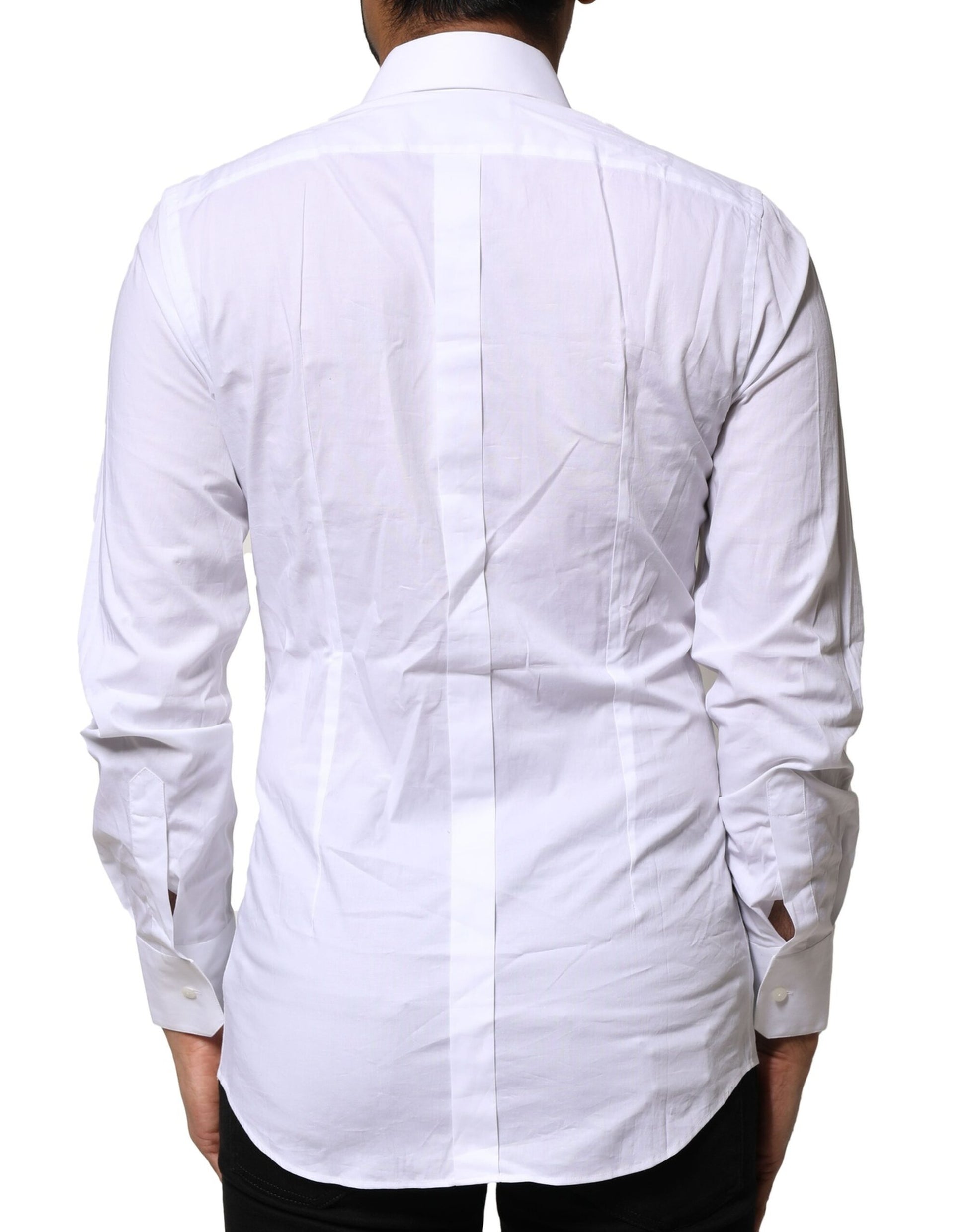 White Cotton GOLD Long Sleeves Dress Shirt