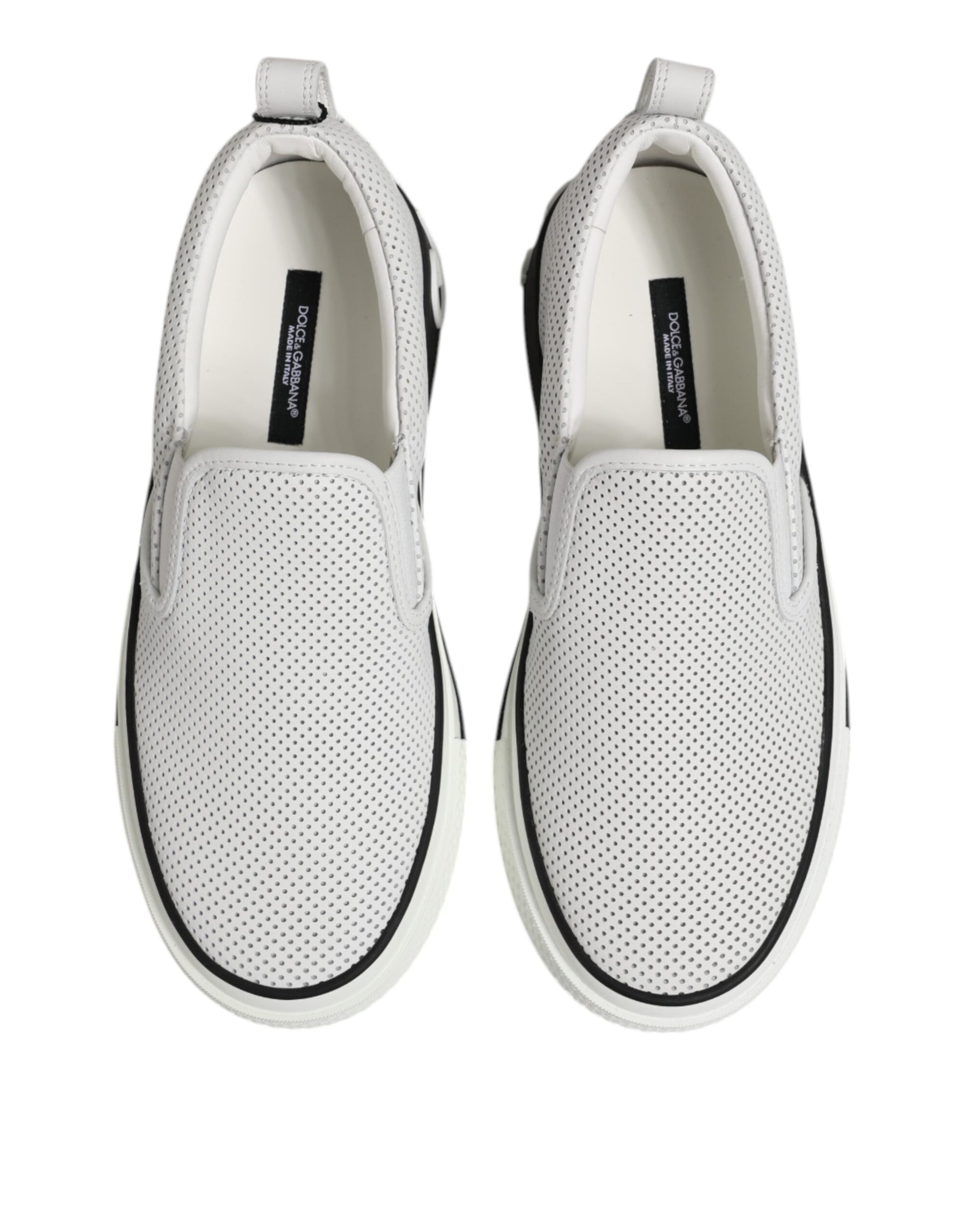 White Dotted Leather Slip On Men Sneakers Shoes