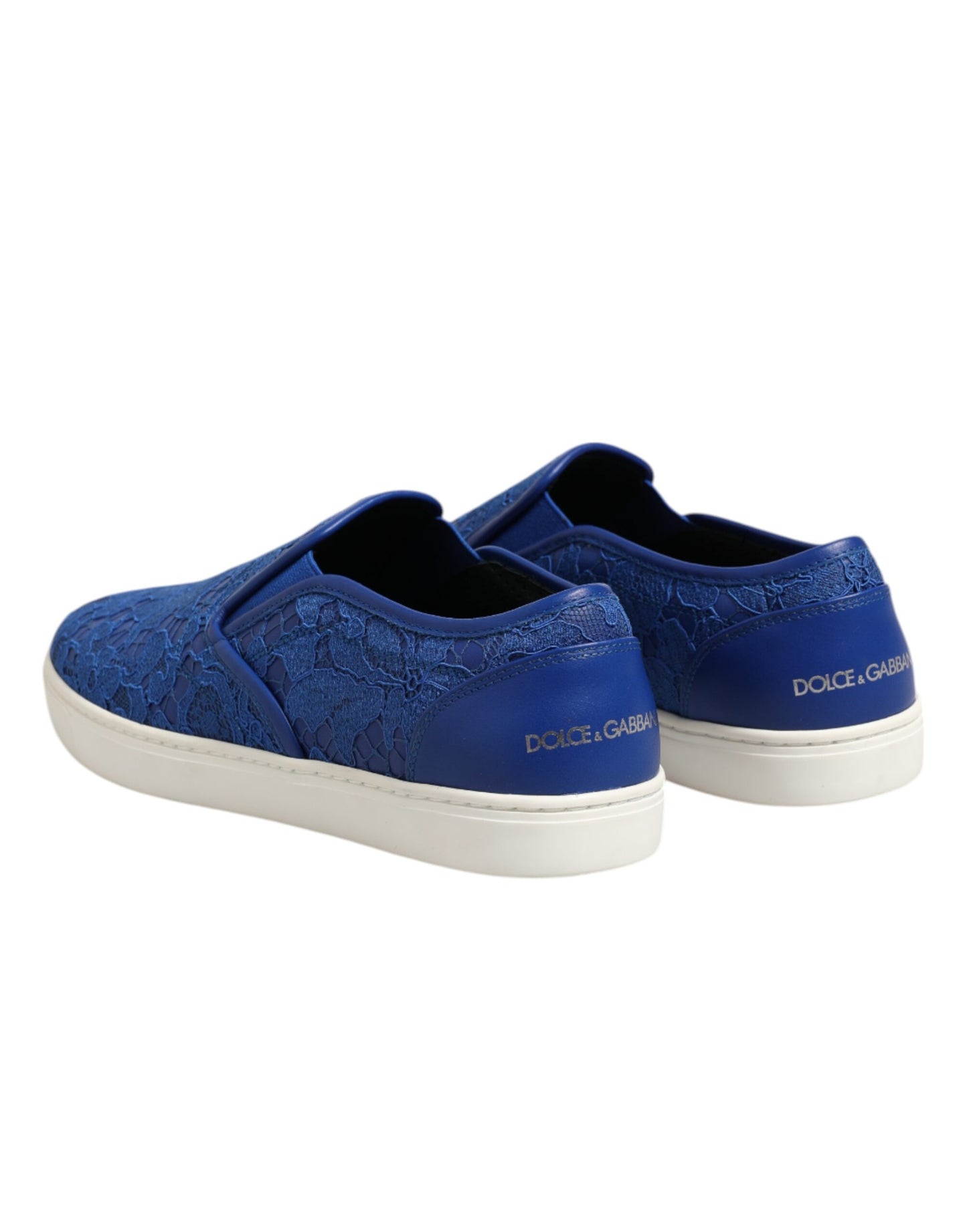 Blue Leather Lace Slip On Sneaker Shoes