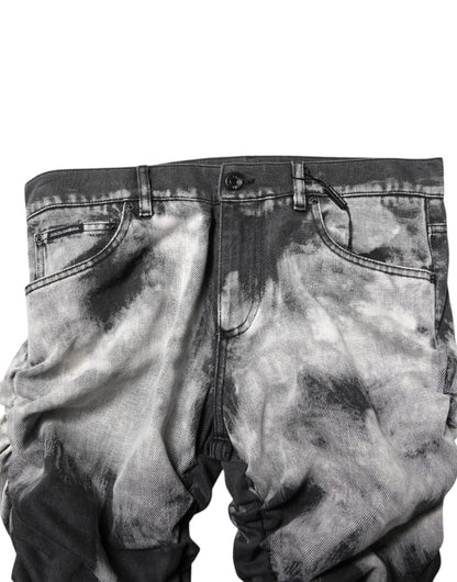 Black Tie Dye Straight Denim Jeans