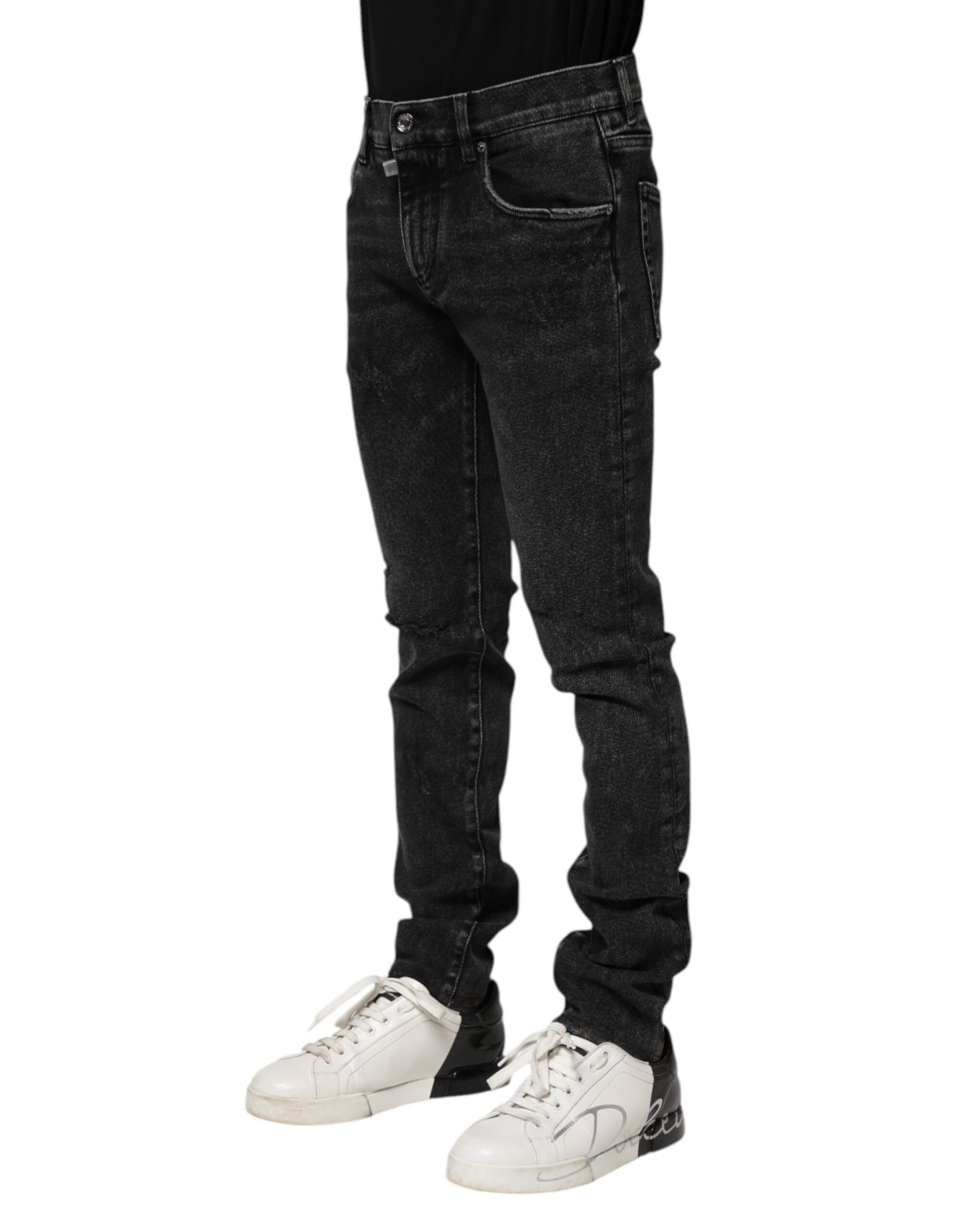Black Cotton Skinny Men Denim Jeans