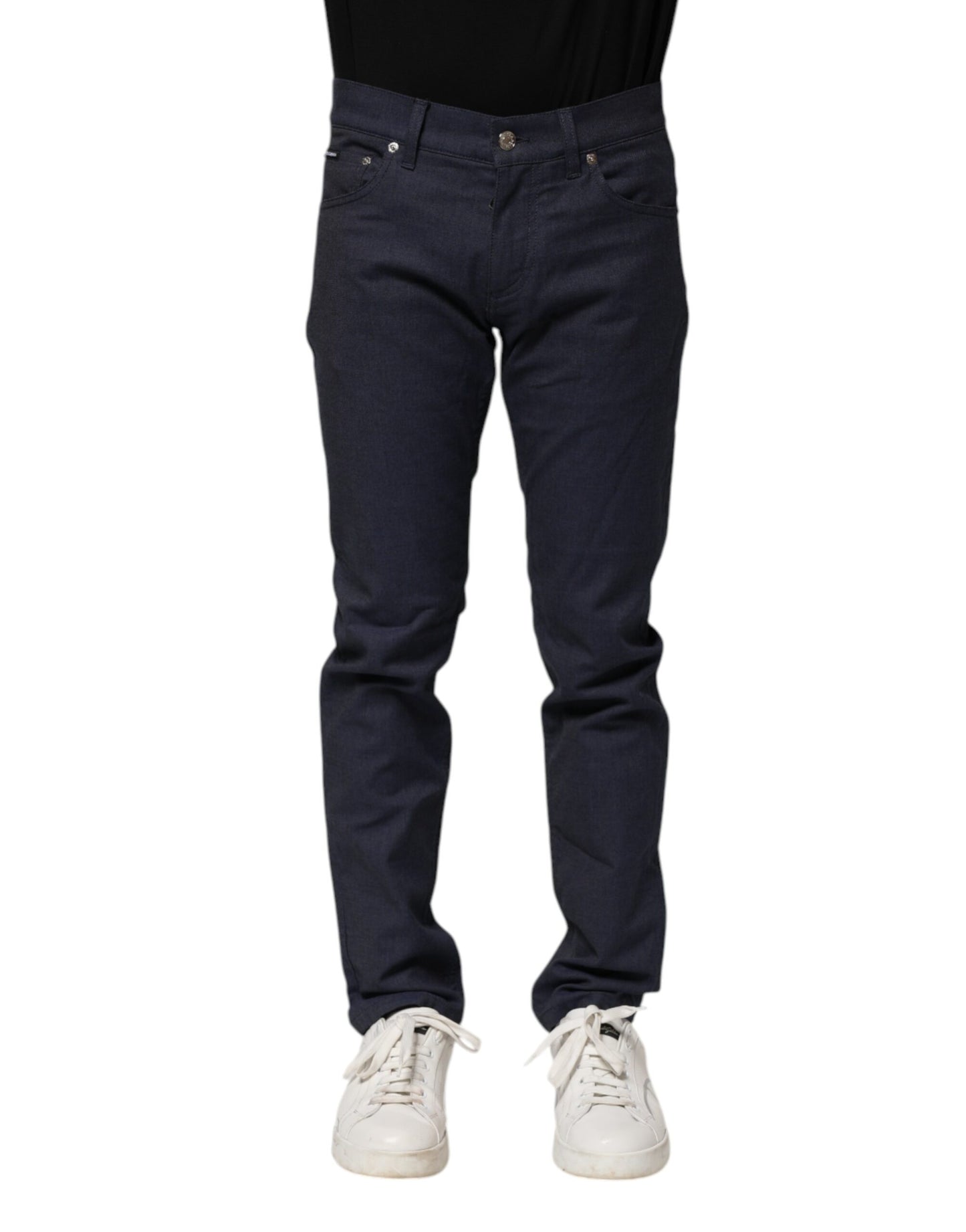 Dark Blue Cotton Skinny Denim Jeans