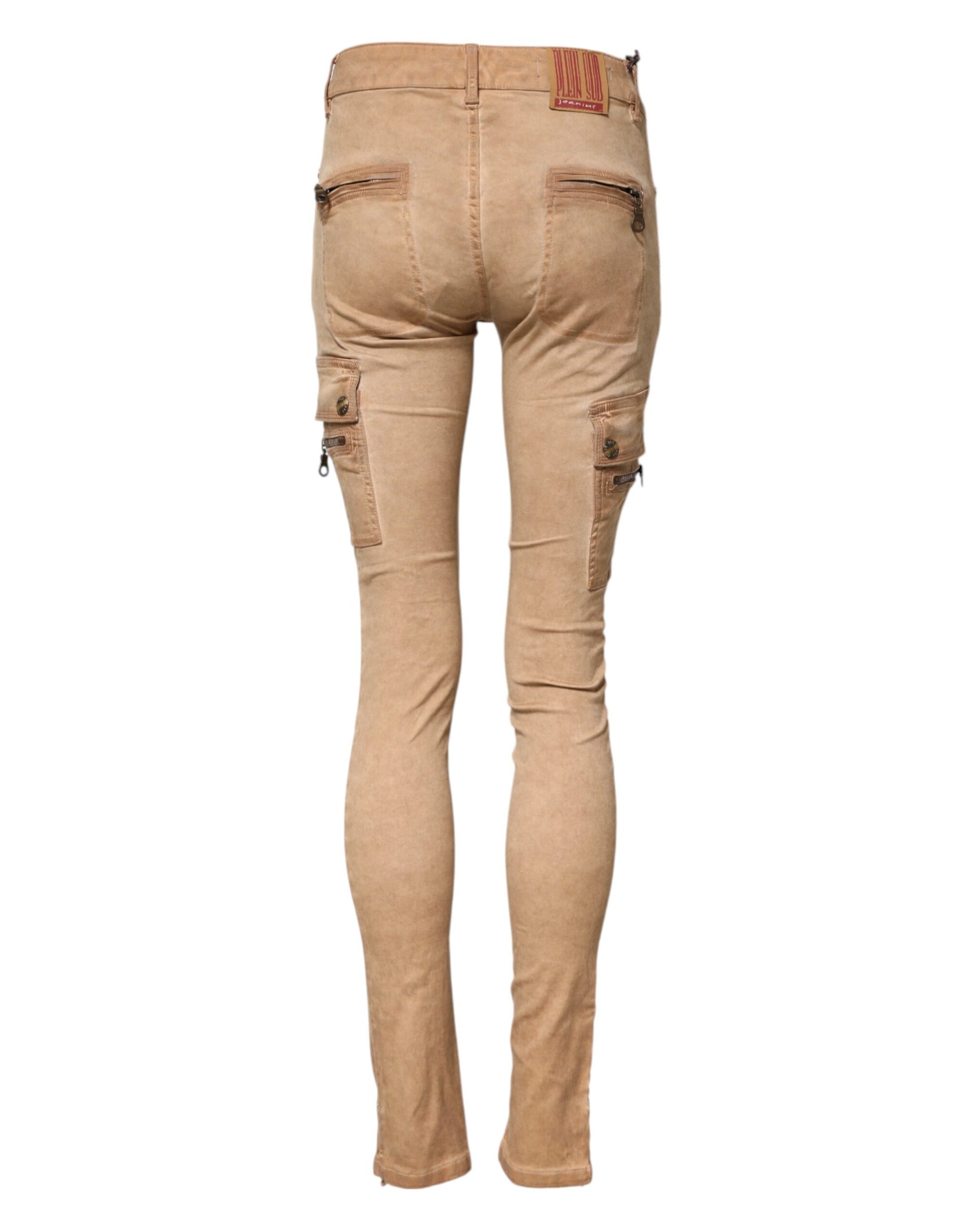 Brown Cotton Mid Waist Skinny Denim Jeans