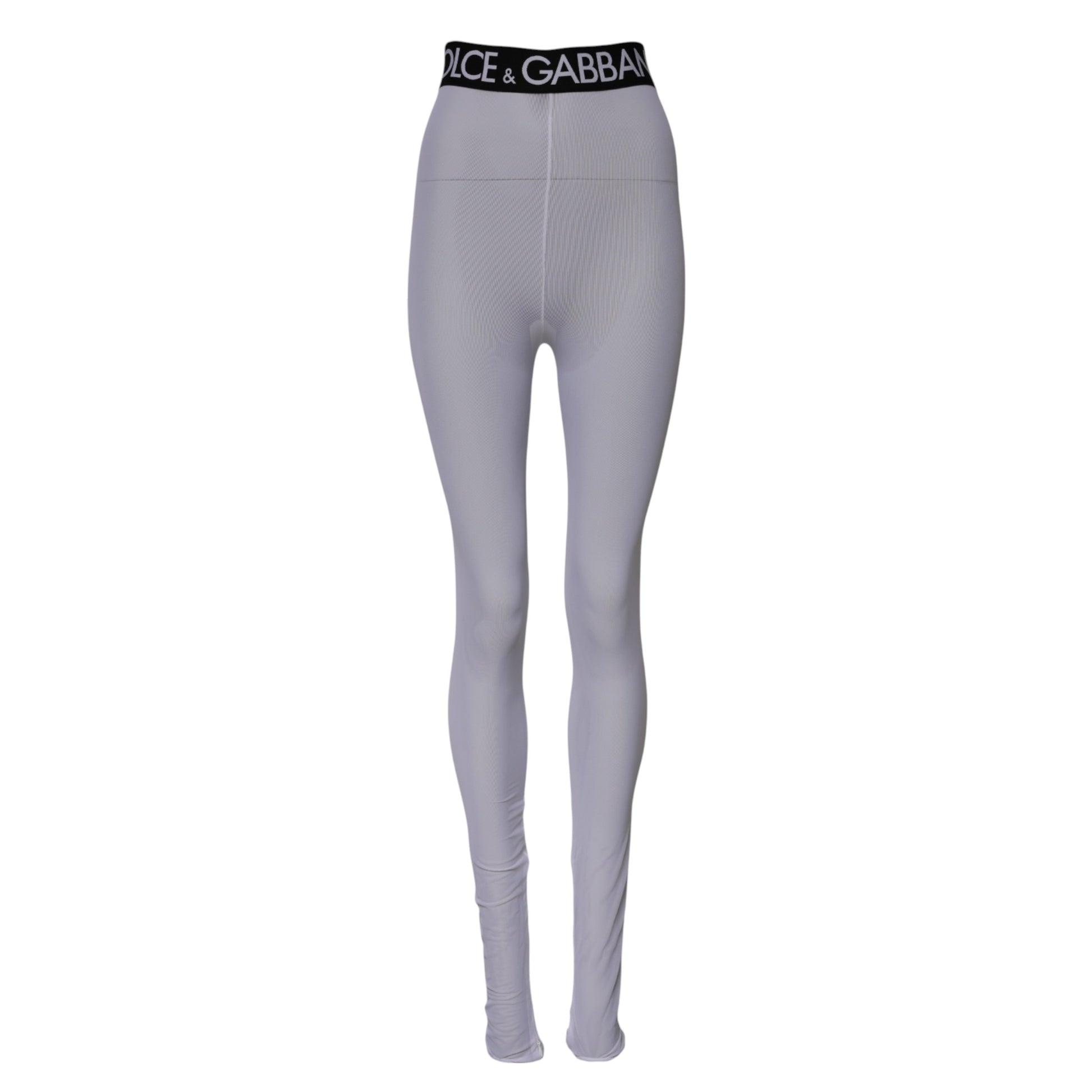 Gray Nylon DG Logo Mid Waisted Leggings Pants