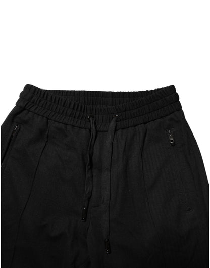 Black Viscose Drawstring Men Jogger Pants