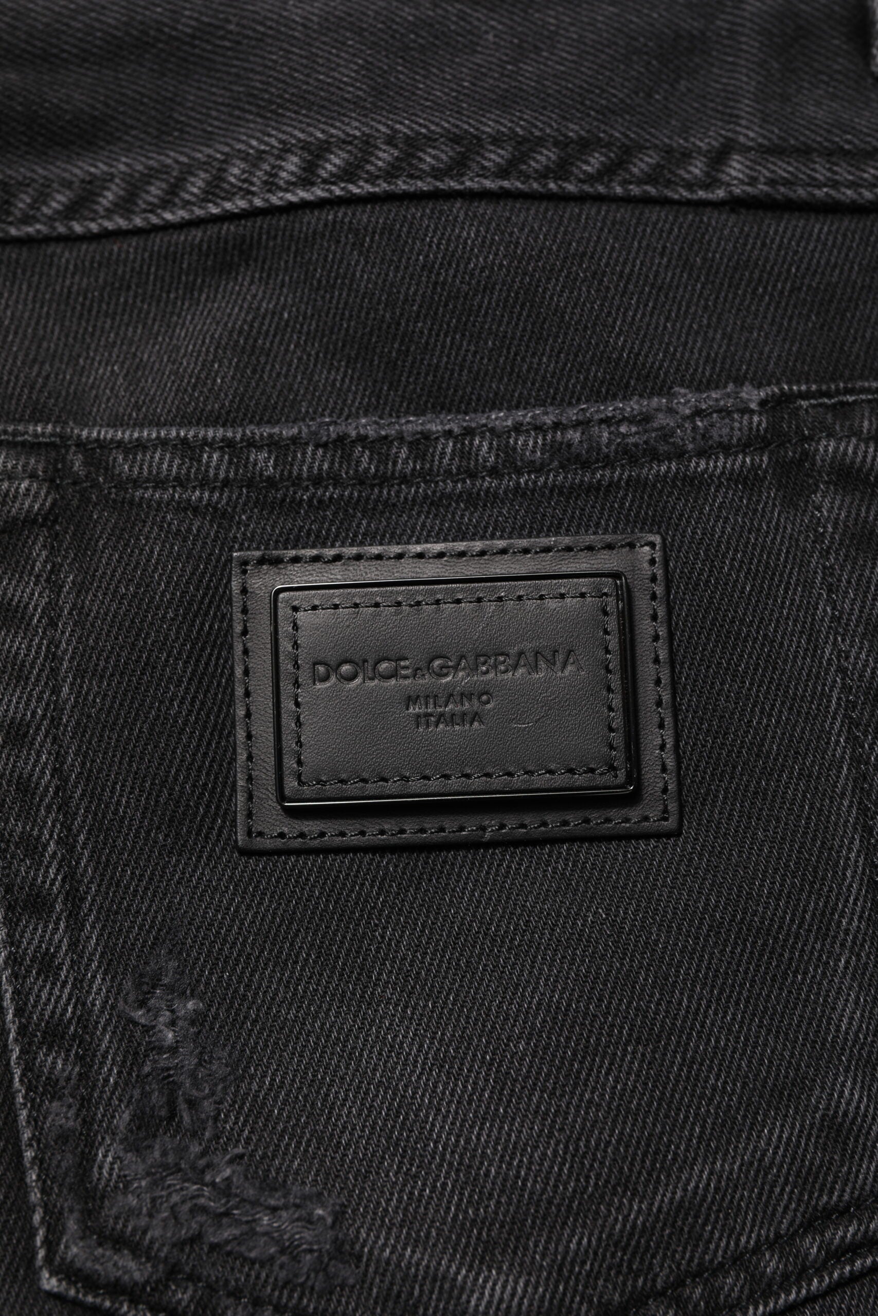 Black Cotton Logo Plaque Skinny Denim Jeans