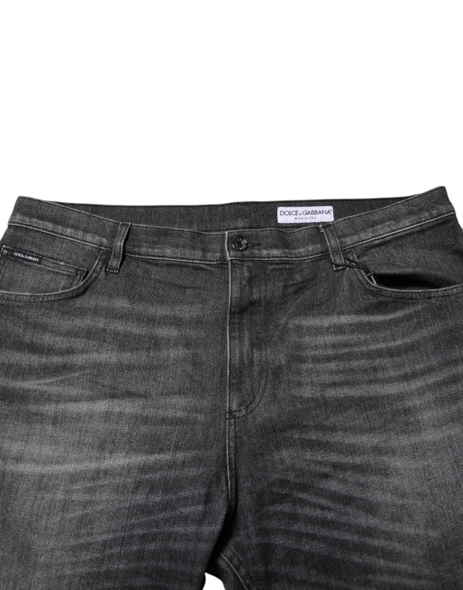 Gray Washed Cotton Loose Denim Jeans