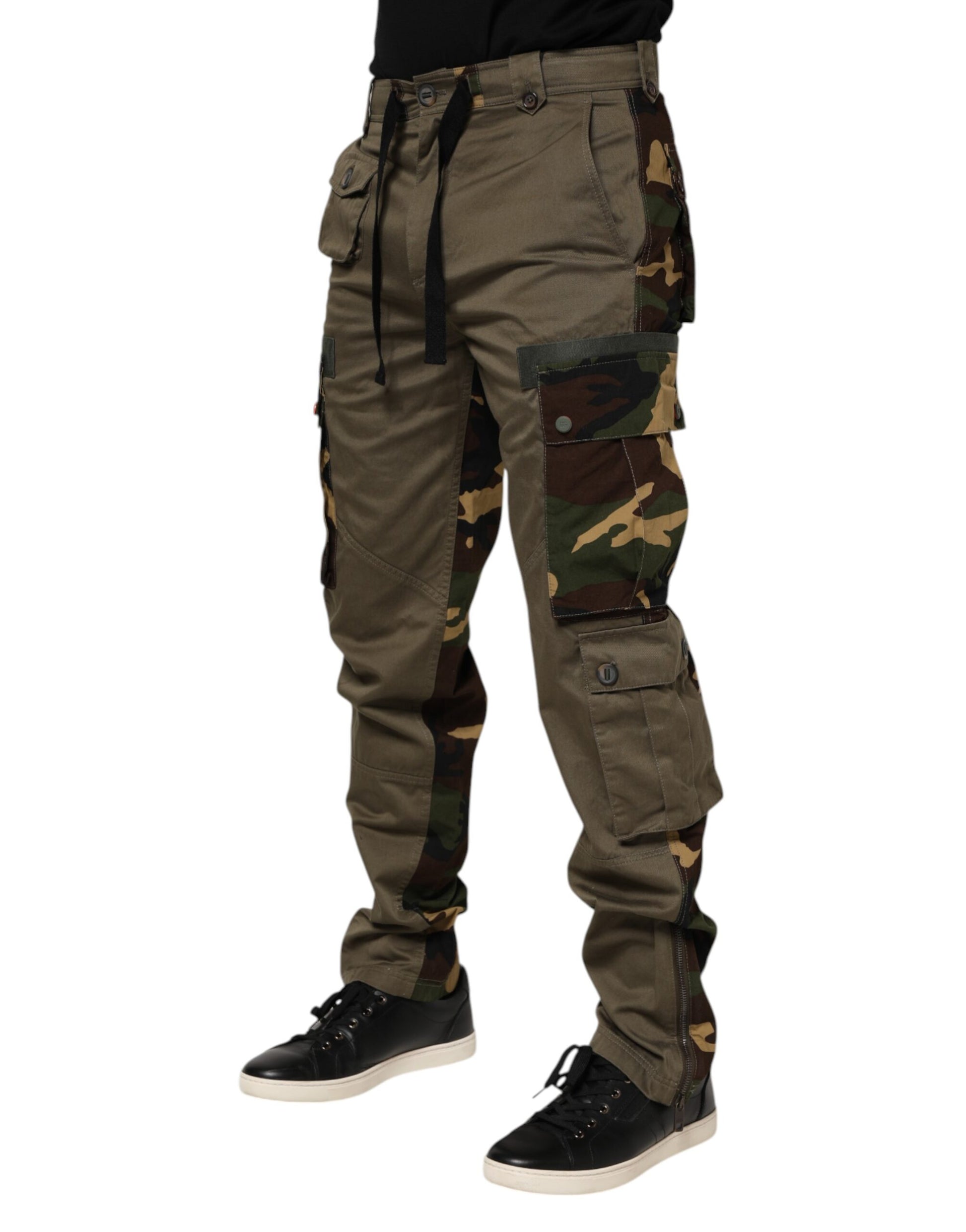 Brown Cotton Camouflage Cargo Pants