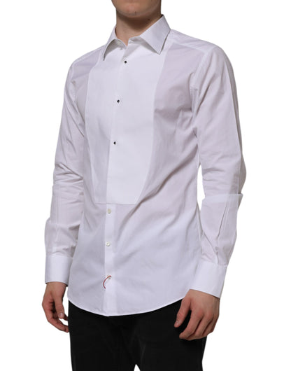 White Bib Cotton Poplin GOLD Formal Shirt