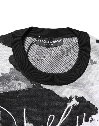 Multicolor Silk Camouflage Pullover Sweater