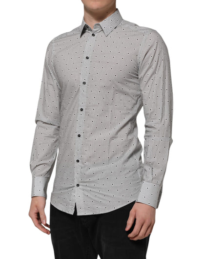 Gray Dotted Semi Fitted GOLD Men Formal Shirt