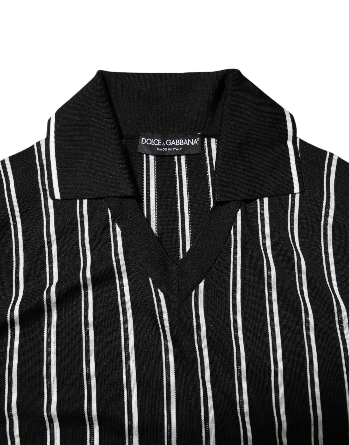 Black White Stripes Collared Polo T-shirt
