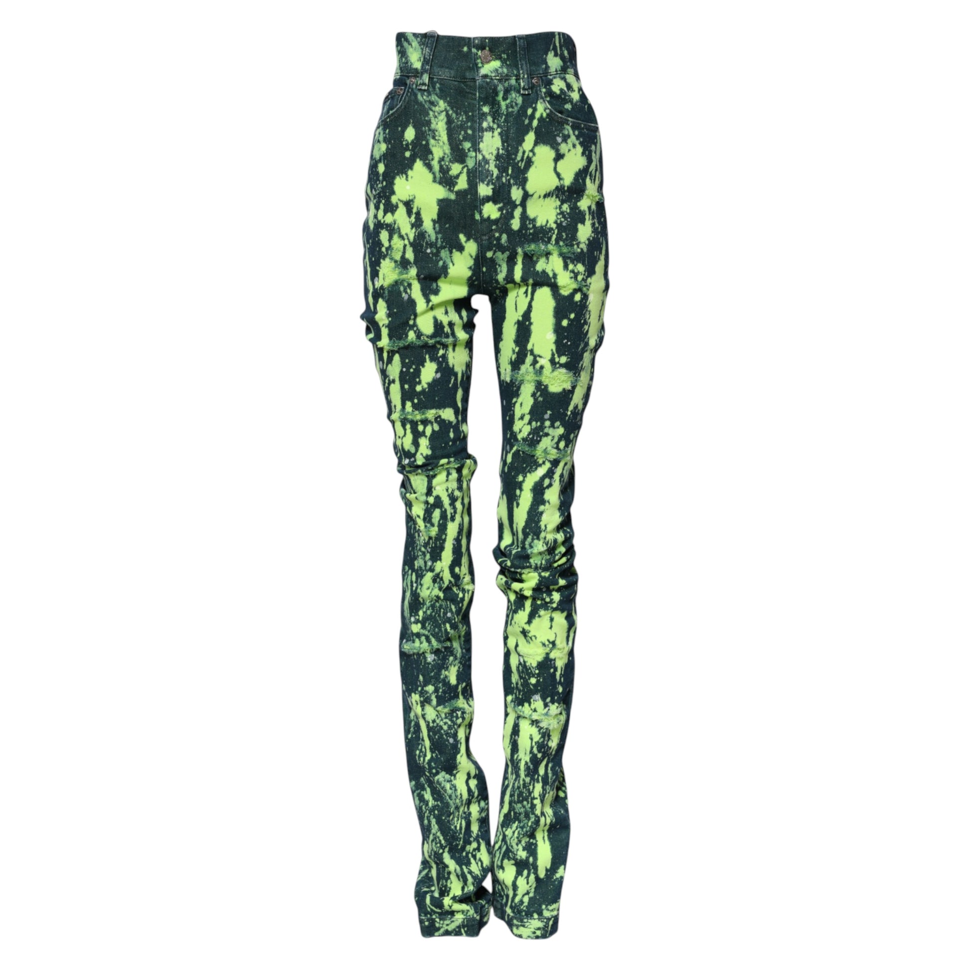 Green Color Splash High Waist Denim Jeans