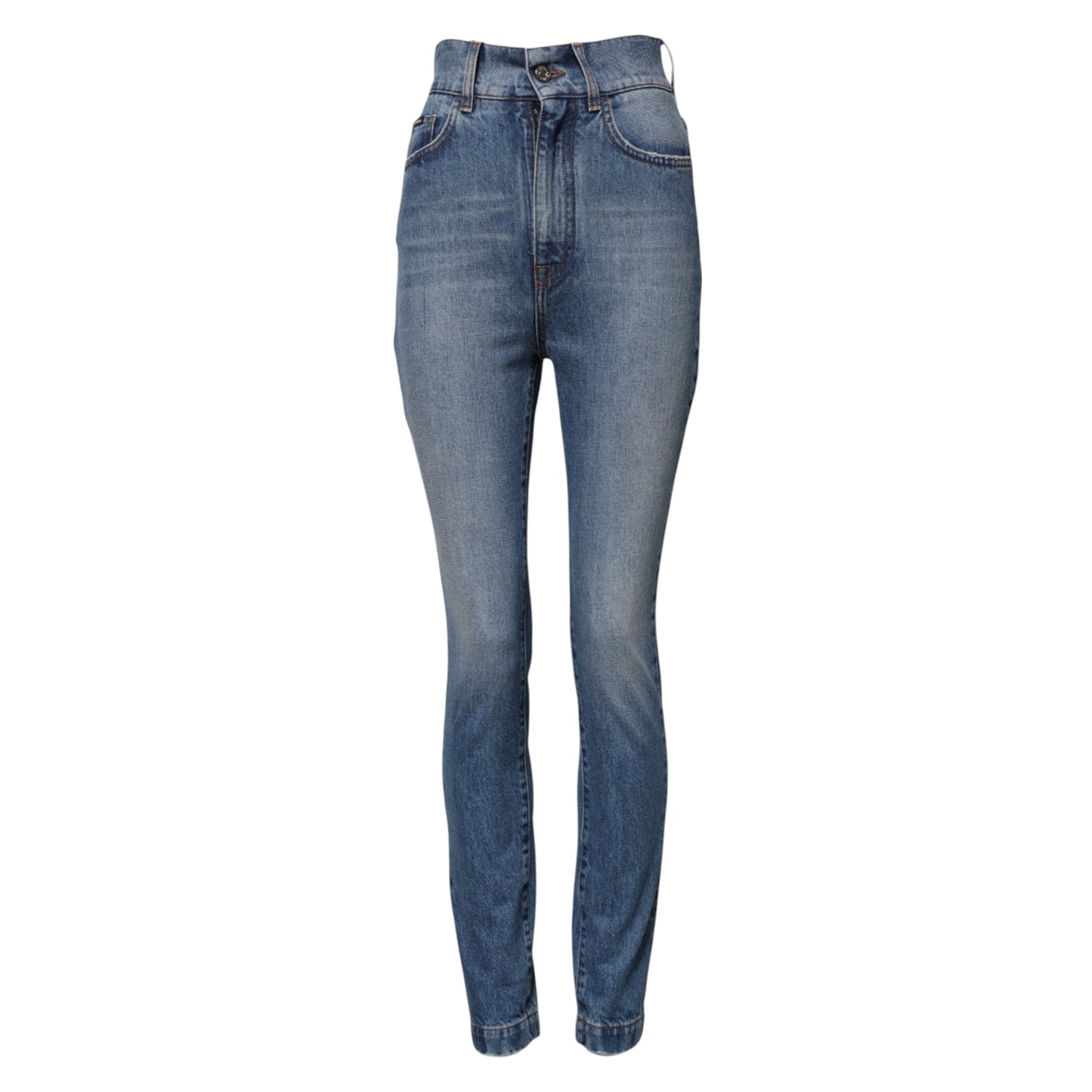 Blue Washed Skinny High Waist Denim Jeans