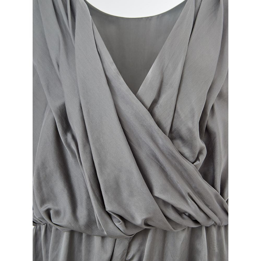 Gray Silk Casual Dress