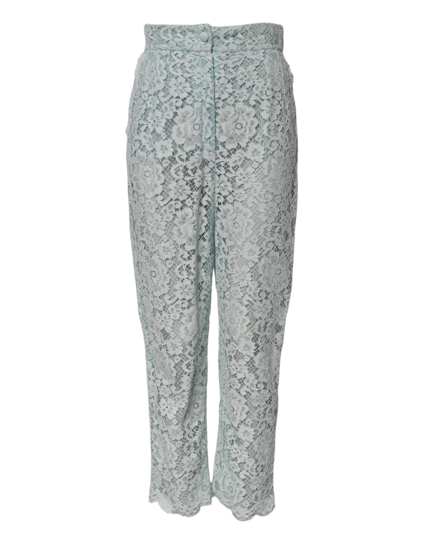 Mint Green Cotton Floral Lace Trousers Pants