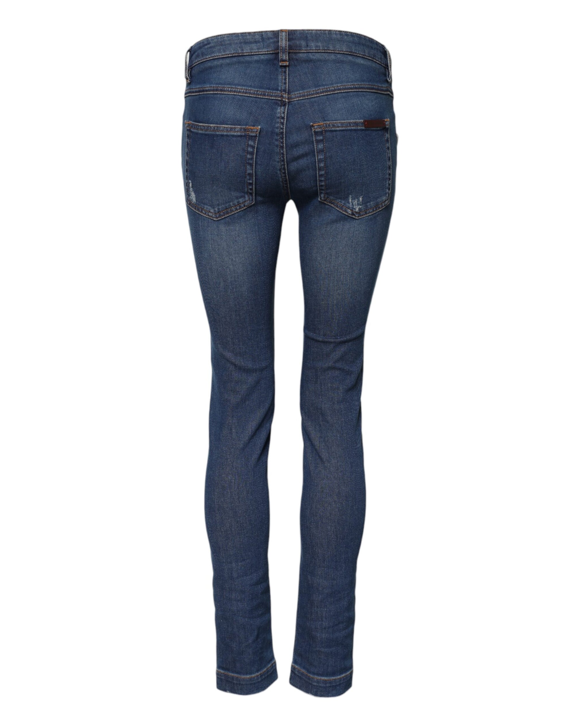 Blue Cotton Low Waist Skinny Denim Jeans