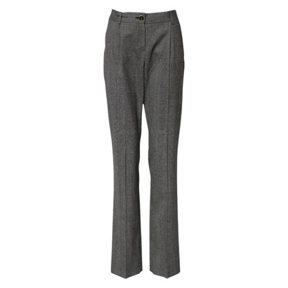 Gray Checkered High Waist Flared Pants