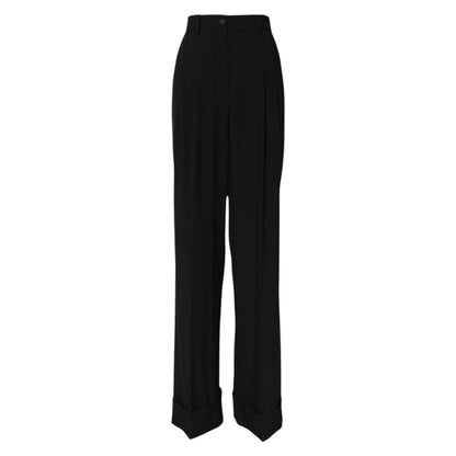 Black Wool High Waist Formal Pants