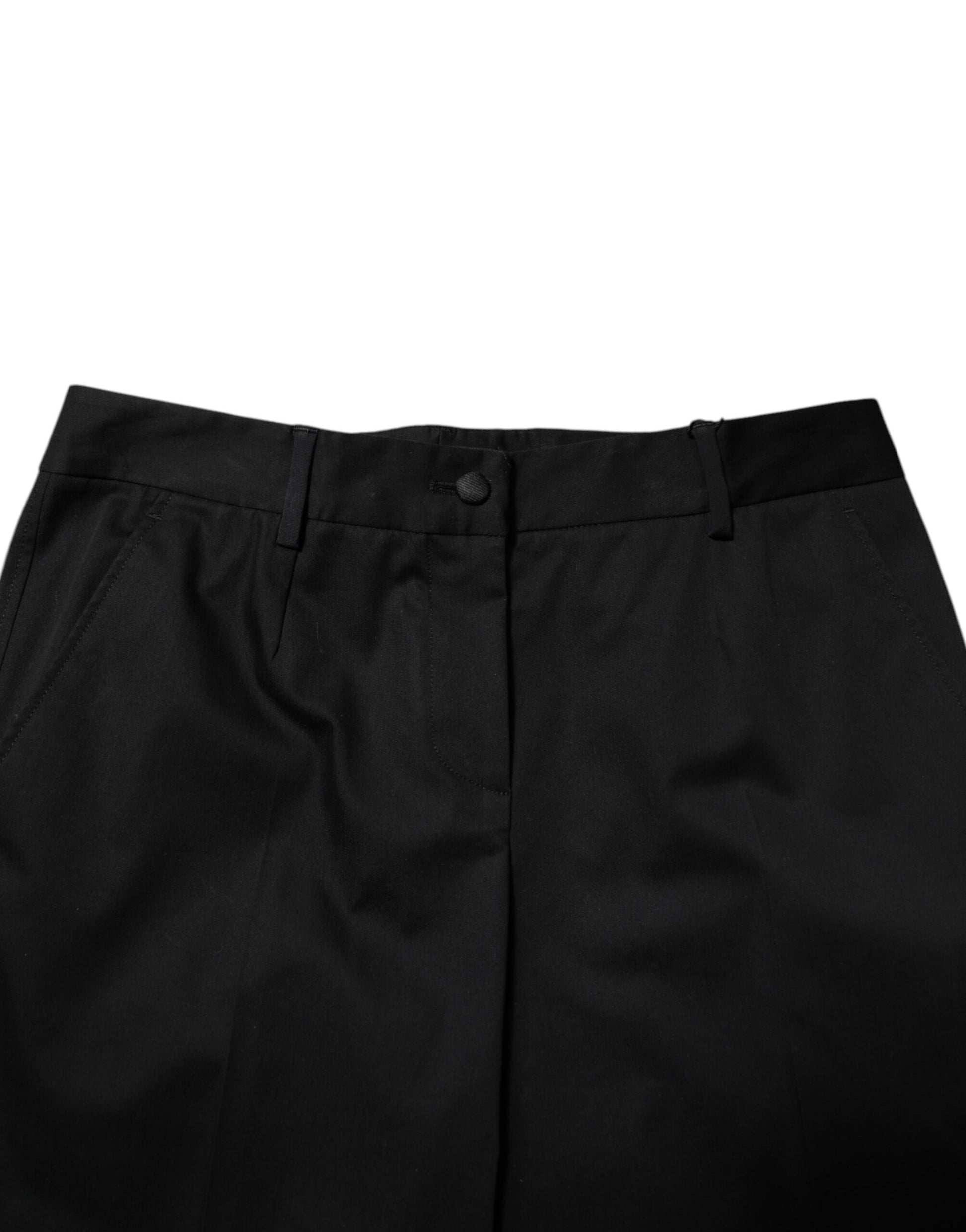 Black Cotton High Waist Formal Pants