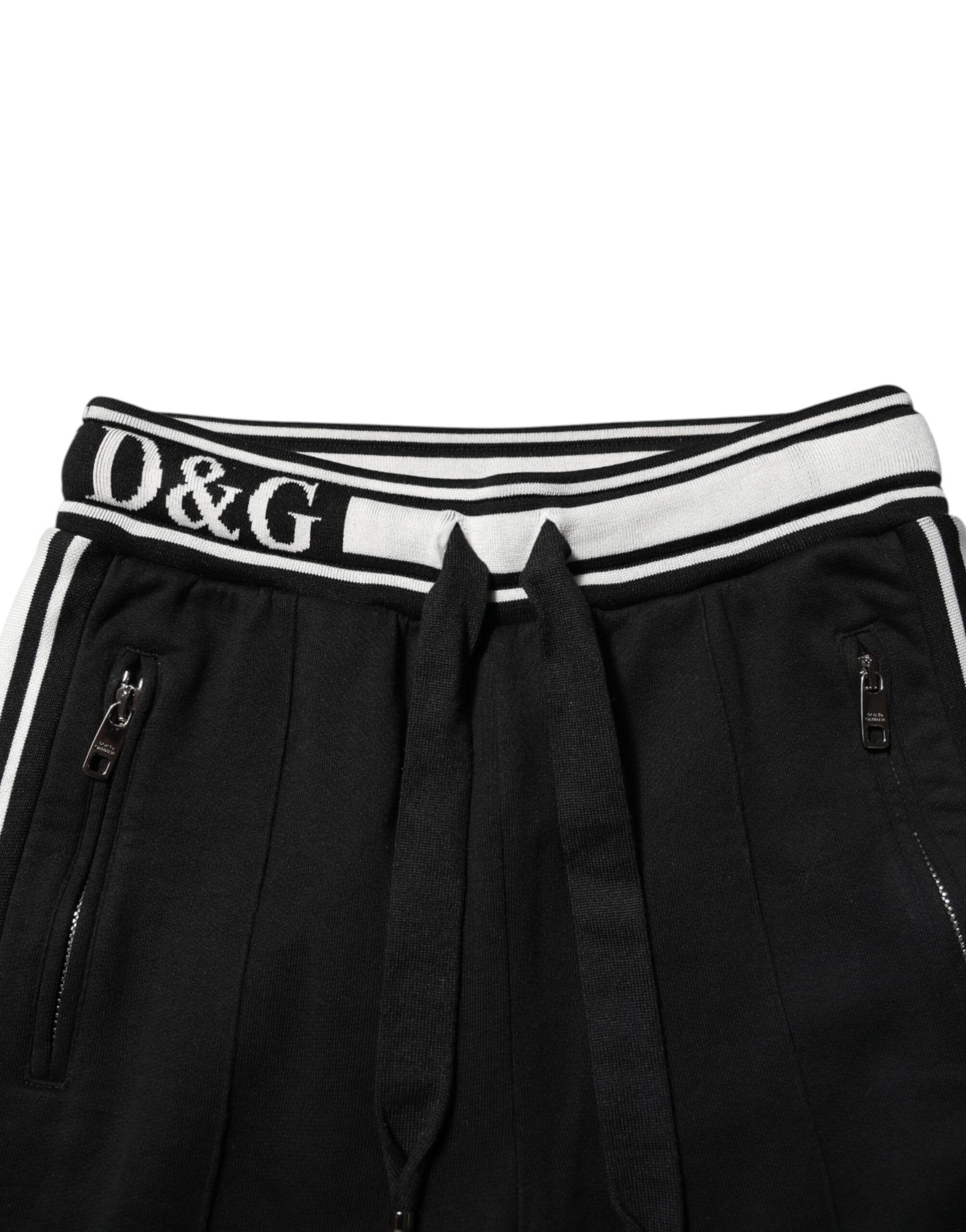 Black Cotton Jogger Logo Waist Pants