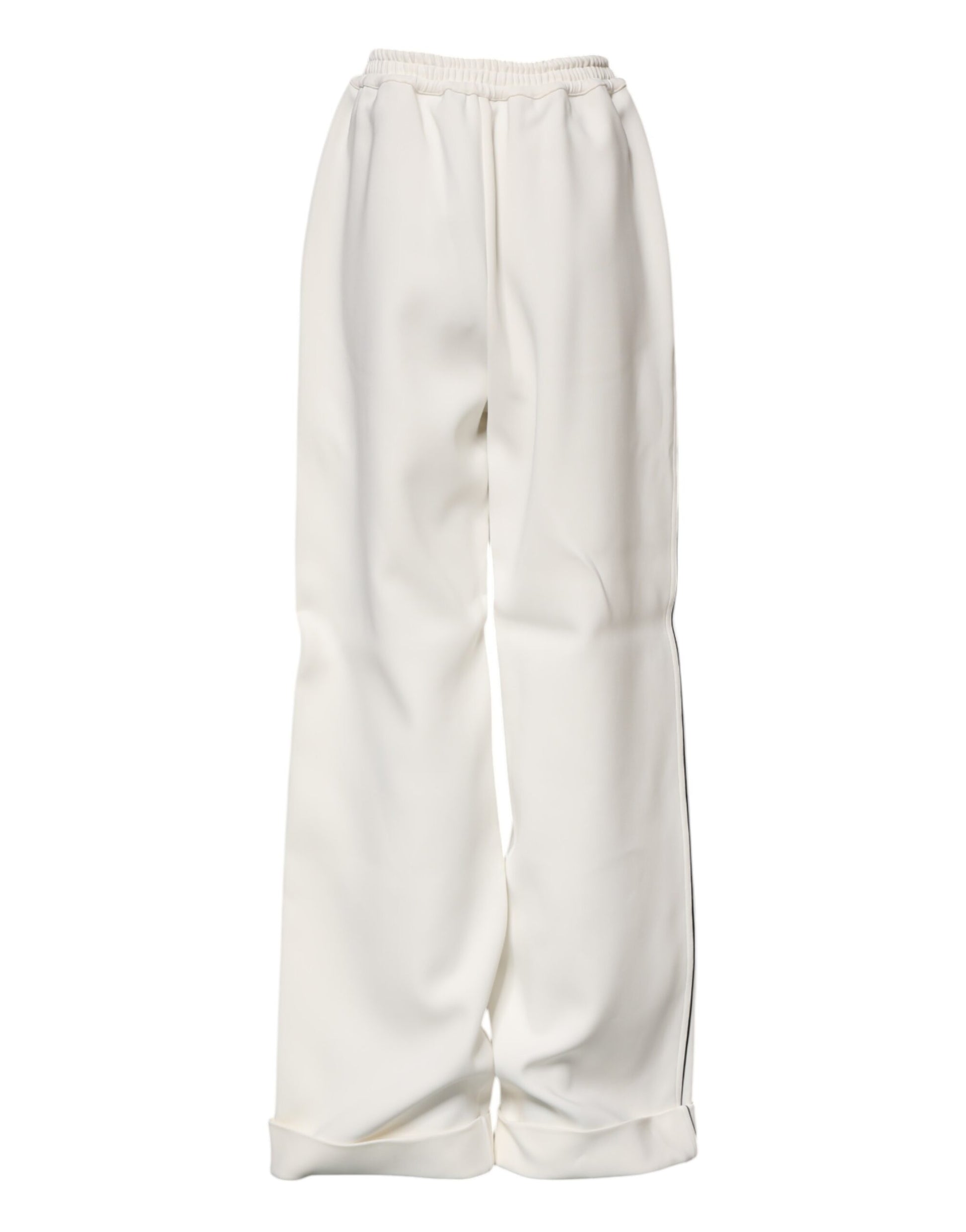 White Viscose Wide Leg Pull On Pants