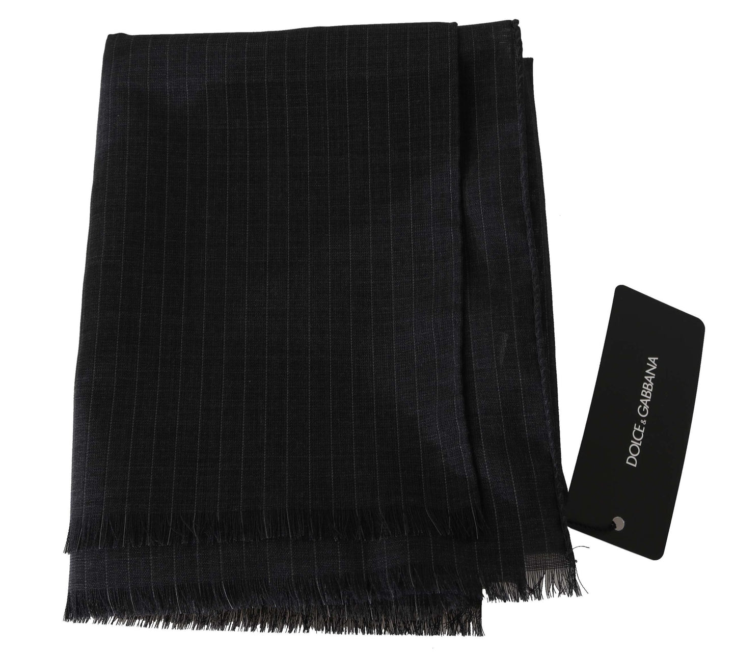 Elegant Gray Striped Wool Men's Scarf