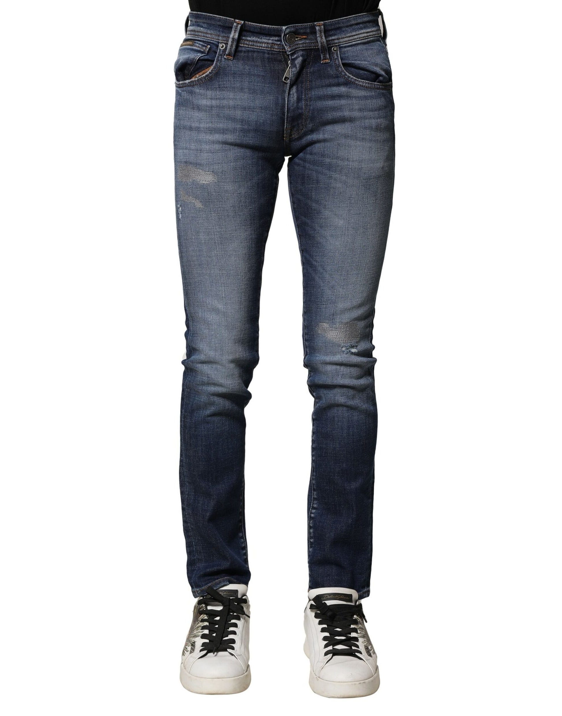 Blue Washed Cotton Slim Fit Men Denim Jeans