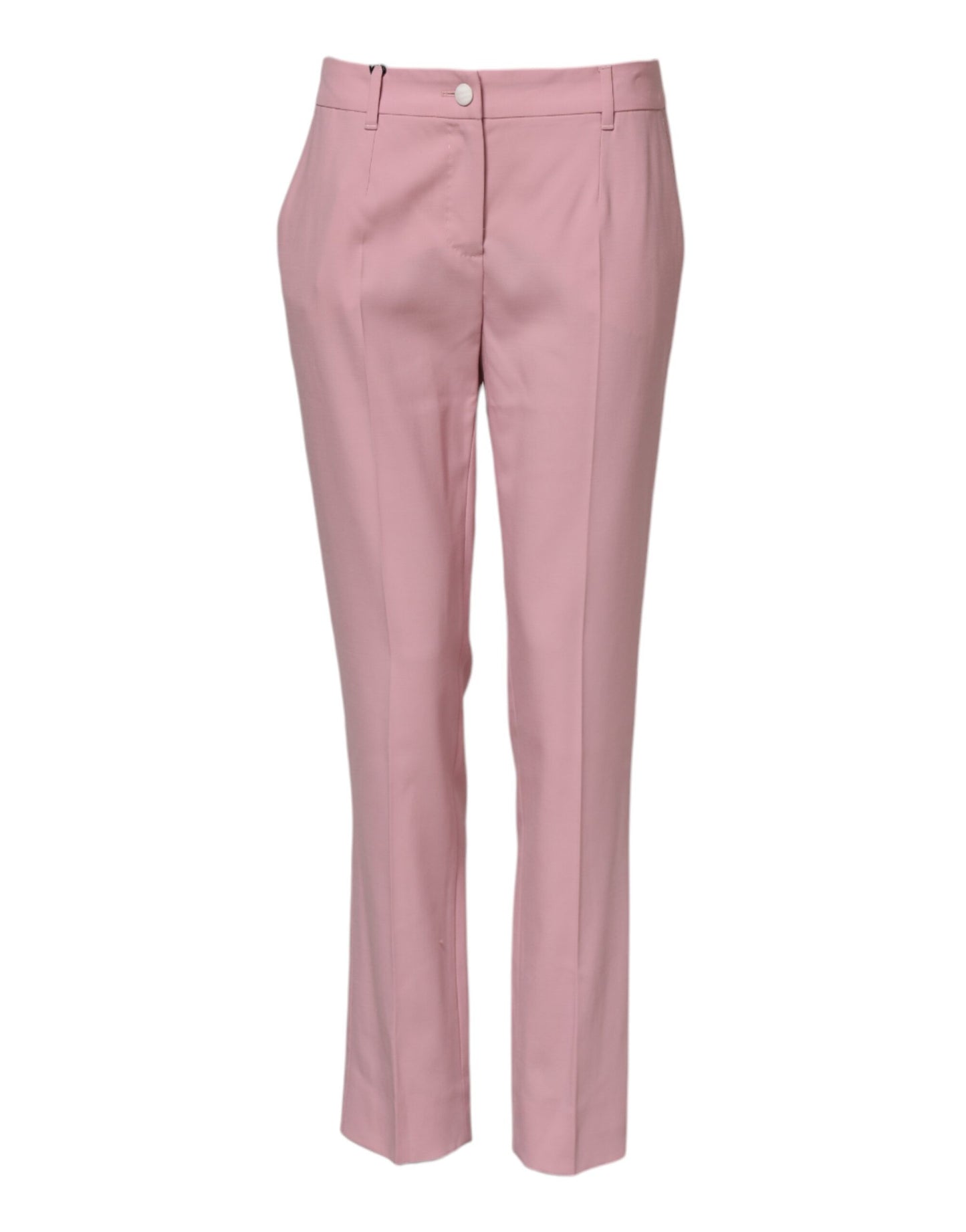 Pink Wool Mid Waist Tapered Pants