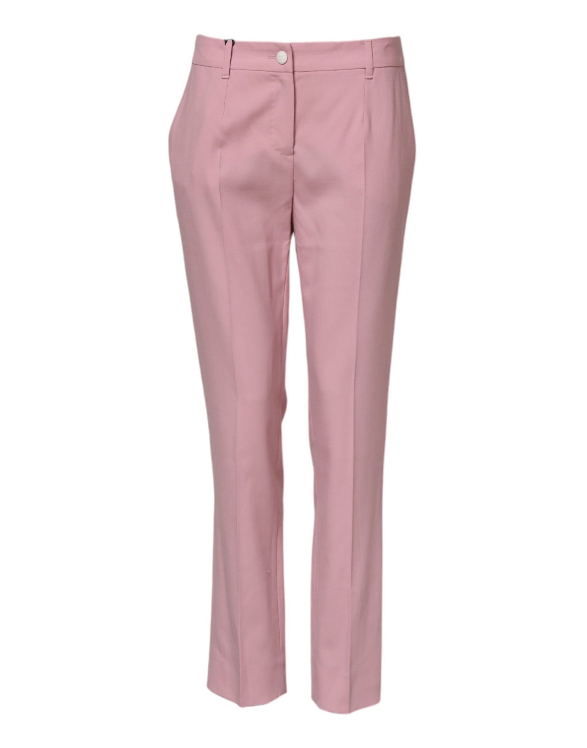 Pink Wool Mid Waist Tapered Pants