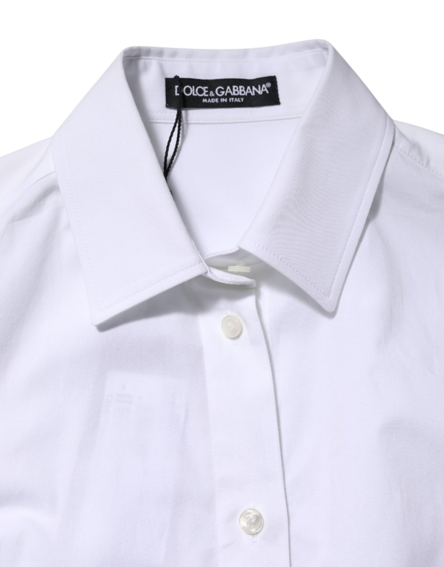 White Cotton Long Sleeves Collared Shirt Top