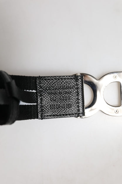 Black Cotton Metal DG Logo Gold Buckle Belt