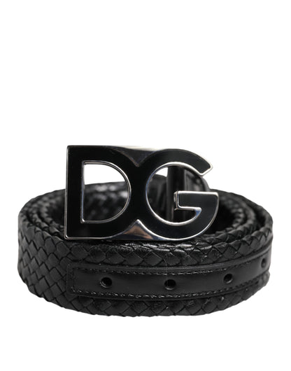 Black Classic Leather DG Logo Buckle Belt