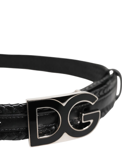 Black Classic Leather DG Logo Buckle Belt