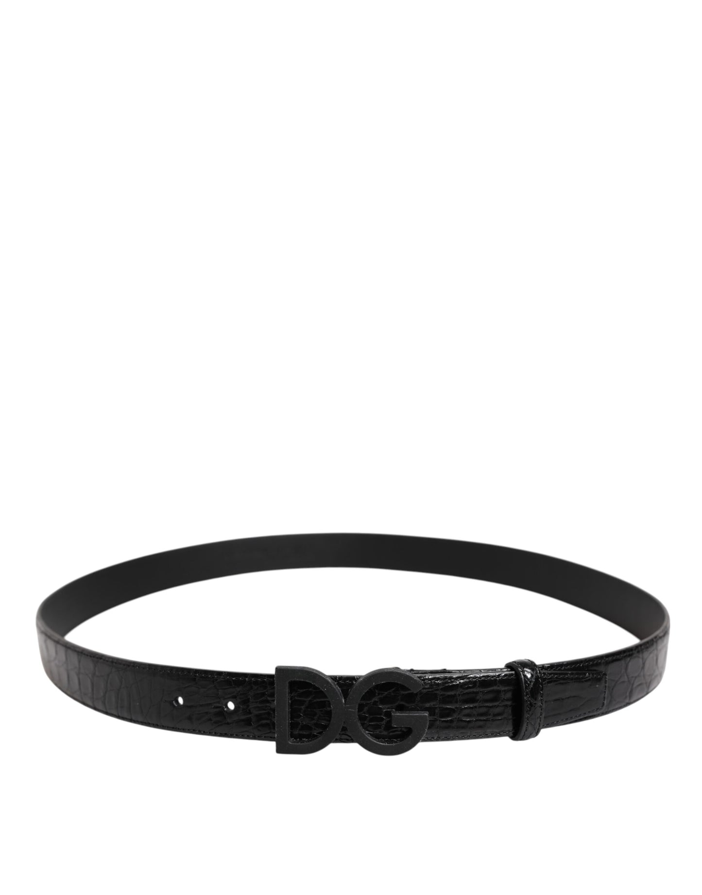 Black Leather Classic Metal DG Buckle Belt