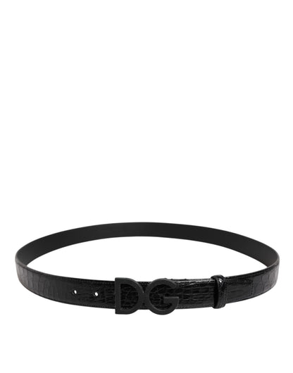 Black Leather Classic Metal DG Buckle Belt