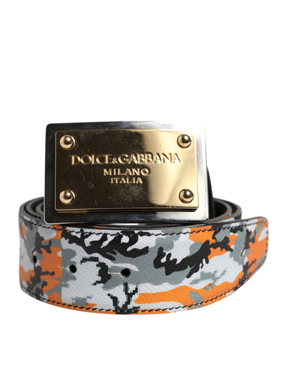 Multicolor Camouflage Metal Logo Buckle Belt
