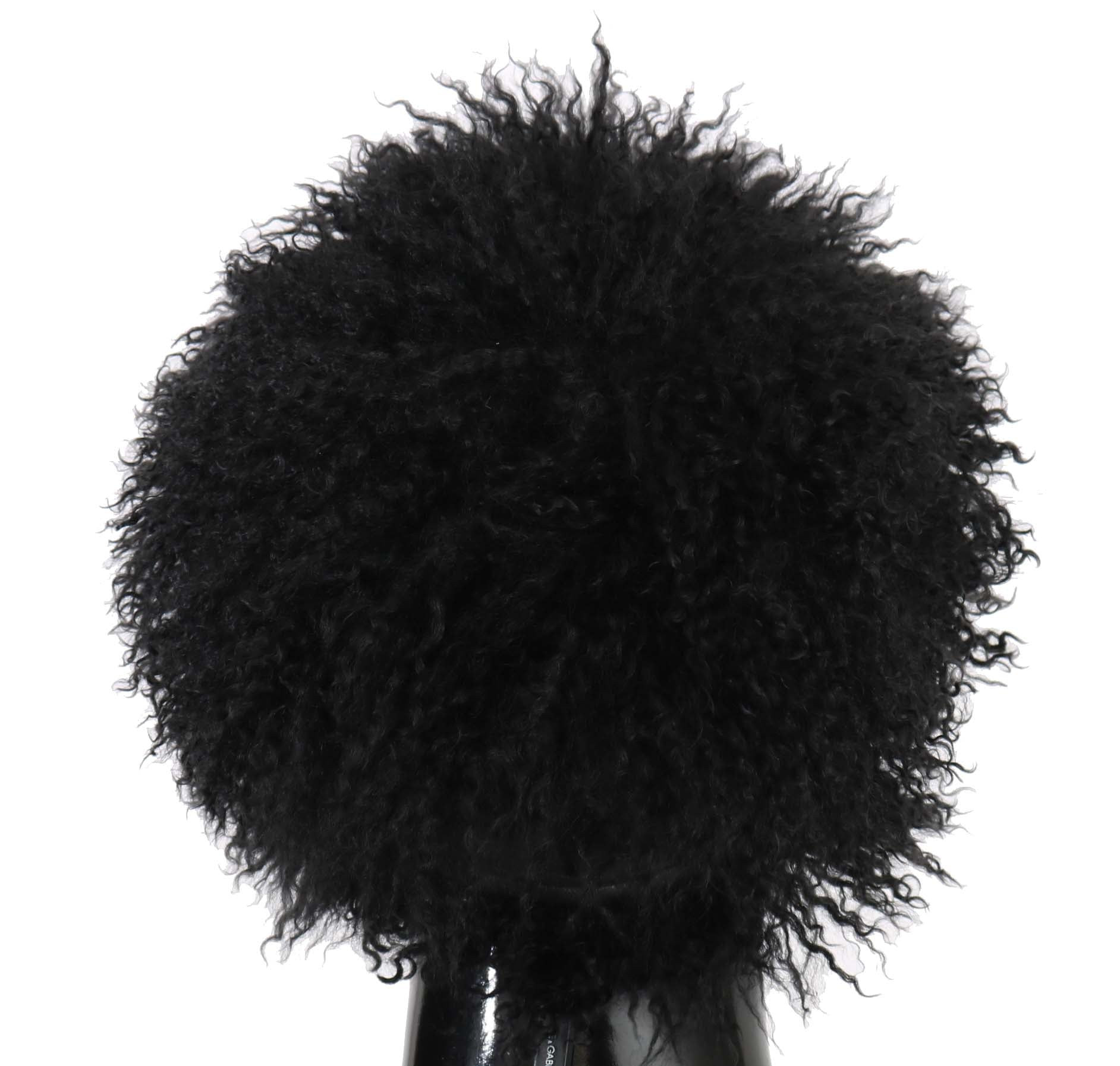 Chic Black Gatsby Cap in Tibet Lamb Fur