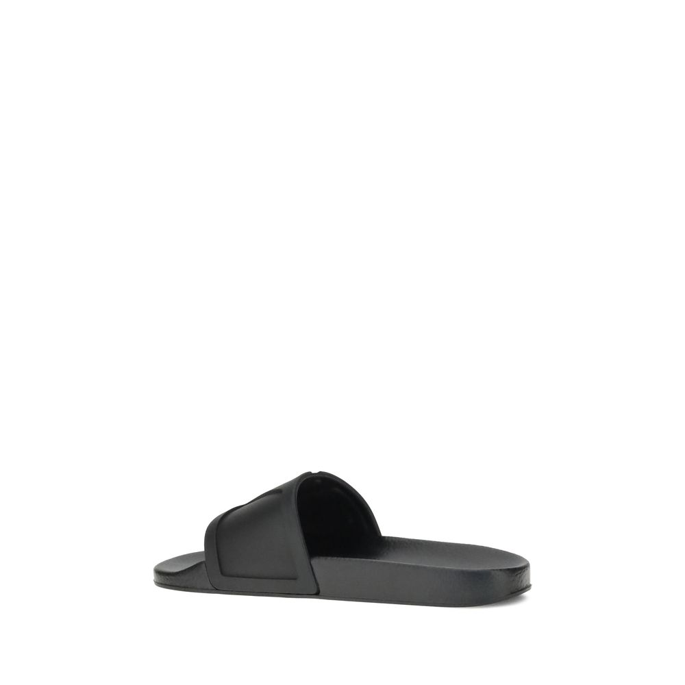 Black Rubber Flat Sandals