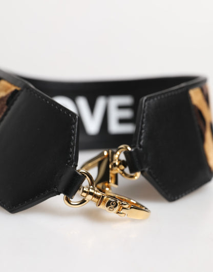 Black Leopard Print Reversible Bag Shoulder Strap