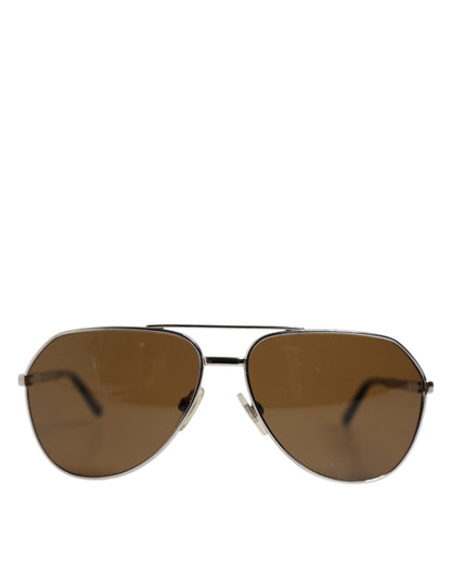 DG2073 Silver Steel Classic Pilot Brown Lens Sunglasses