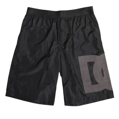 Black Logo Print Beachwear Men Shorts Swimwear