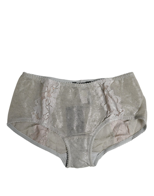 Gray Cotton Floral Lace High Waist Panty Underwear