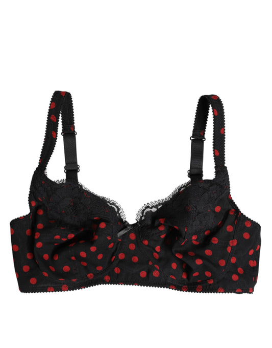Black Red Polka Dot Underwired Balconette Underwear